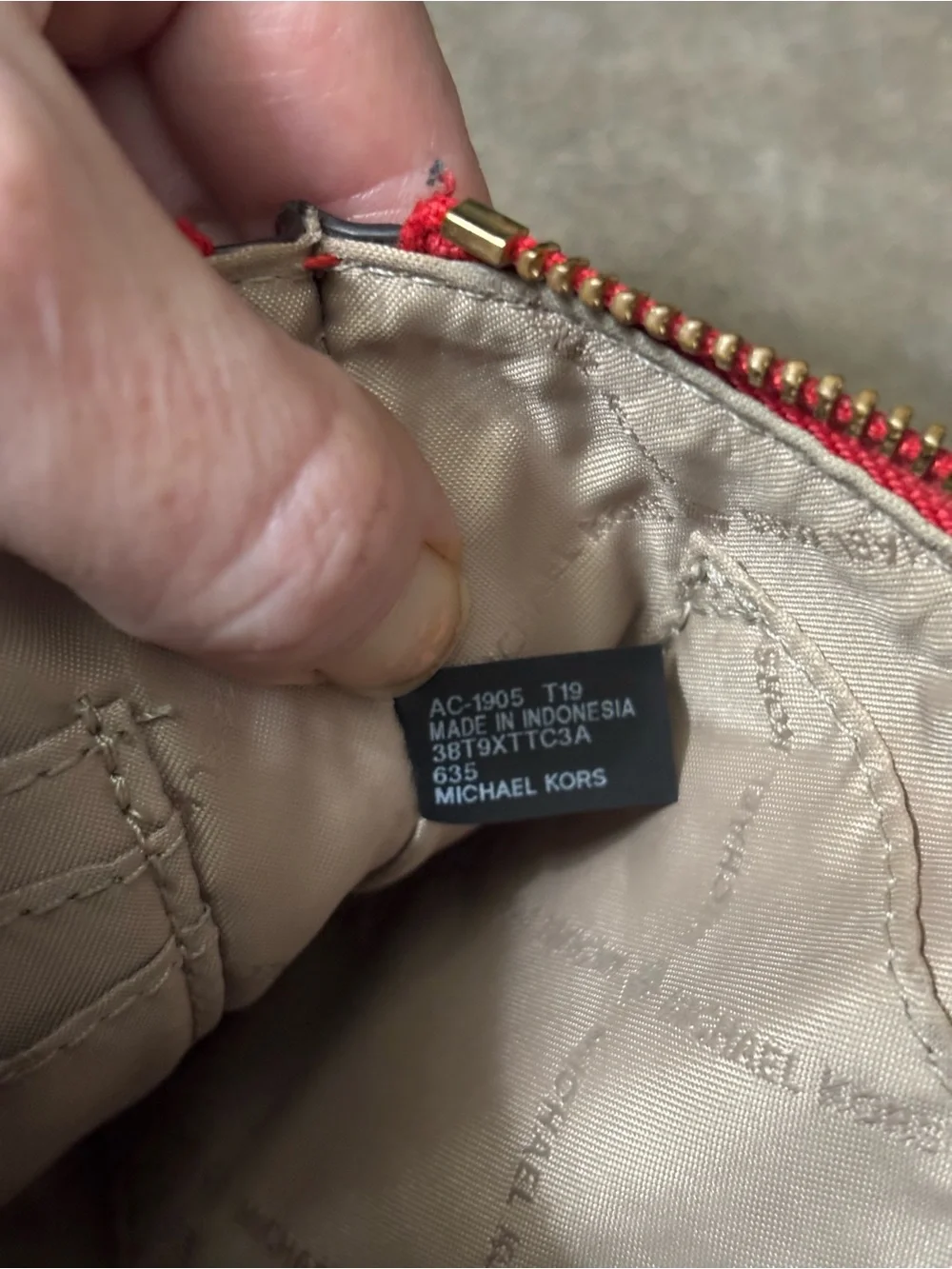 Michael Kors Red and Gold Logo Interior Wristlet Leather NEW Large